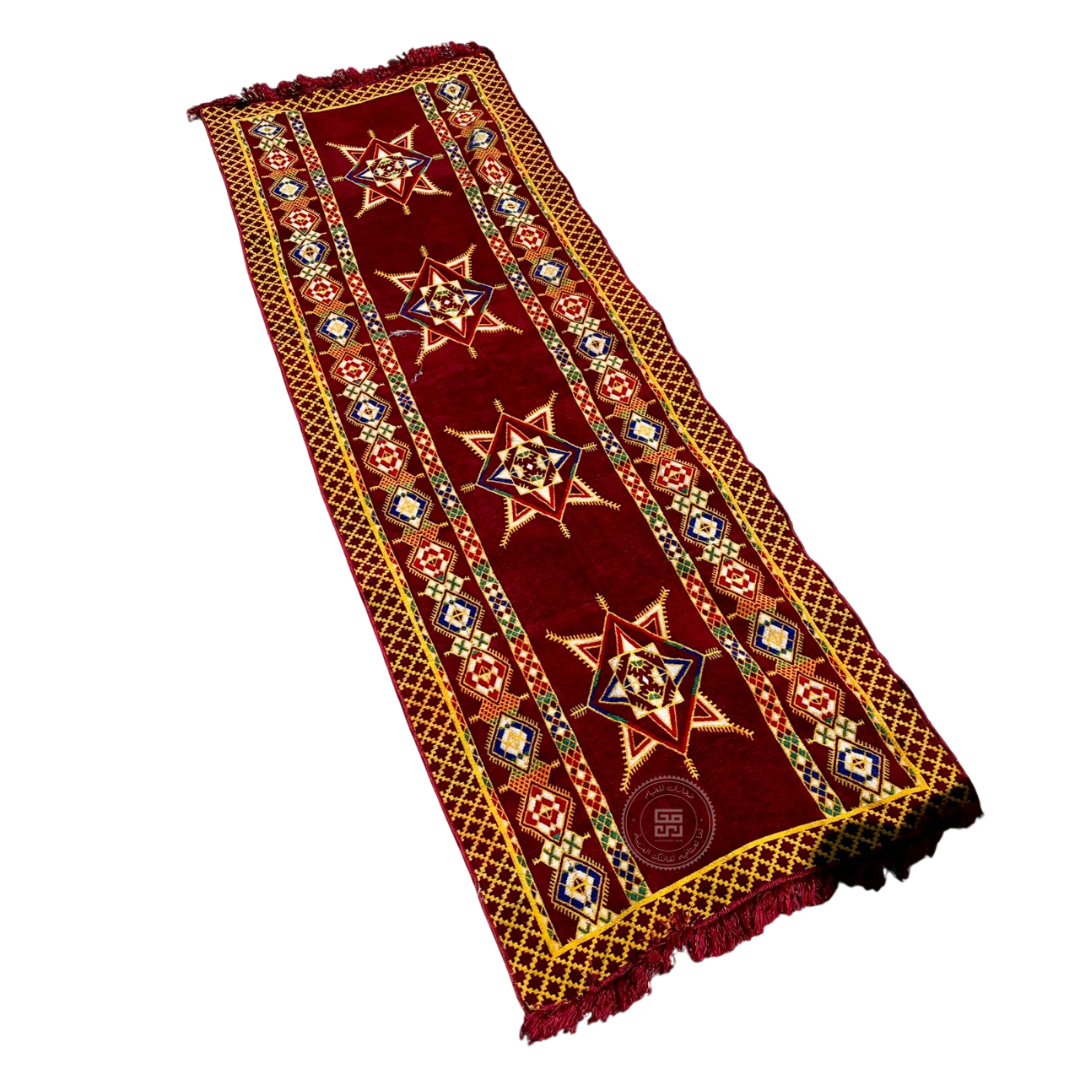 بساط رحلات ارضي Marron & White Syrian Rug 3x1 - Image 1
