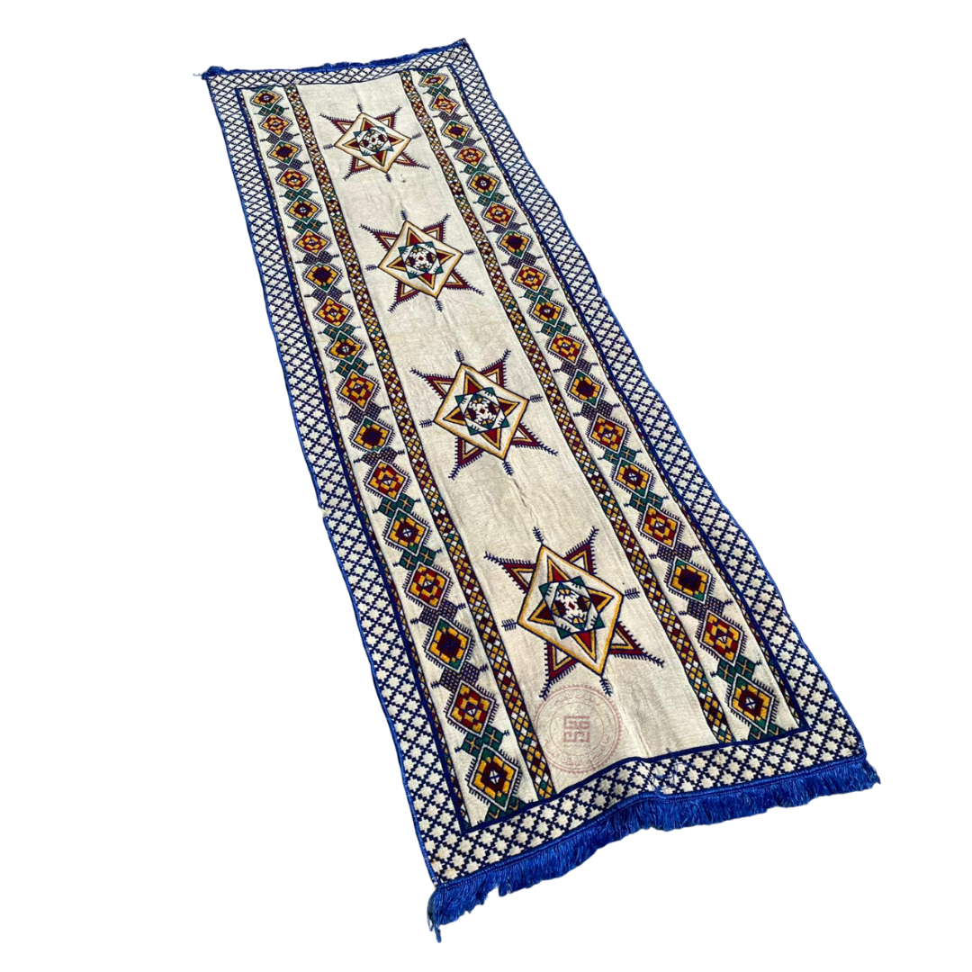 فرشة ارضية نجمة ديالا مدة سوري أزرق وأبيض 1×3م - الصورة 3